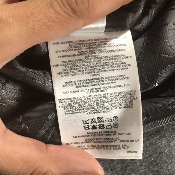 Brooks brothers wool jacket with real rabbit fur - Picture 6 of 8